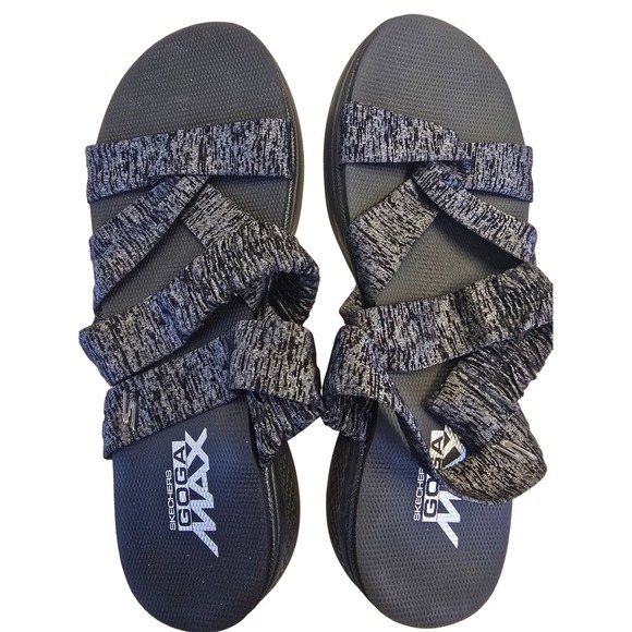 Skechers Shoes - Skechers On-The-Go 600 Goga Max Womens Sandals Black‎ Grey 14682 BKGY Size 7